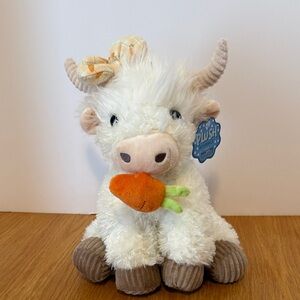 Adorable White Plush Cow with Carrot - Easter